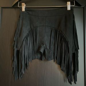 Suede Fringed Shorts.